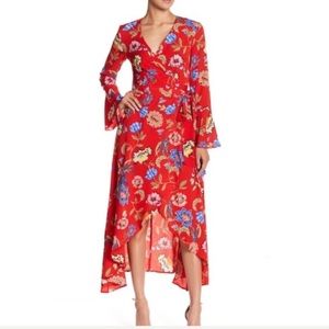 Romeo & Juliet Couture Red Floral Wrap Dress
